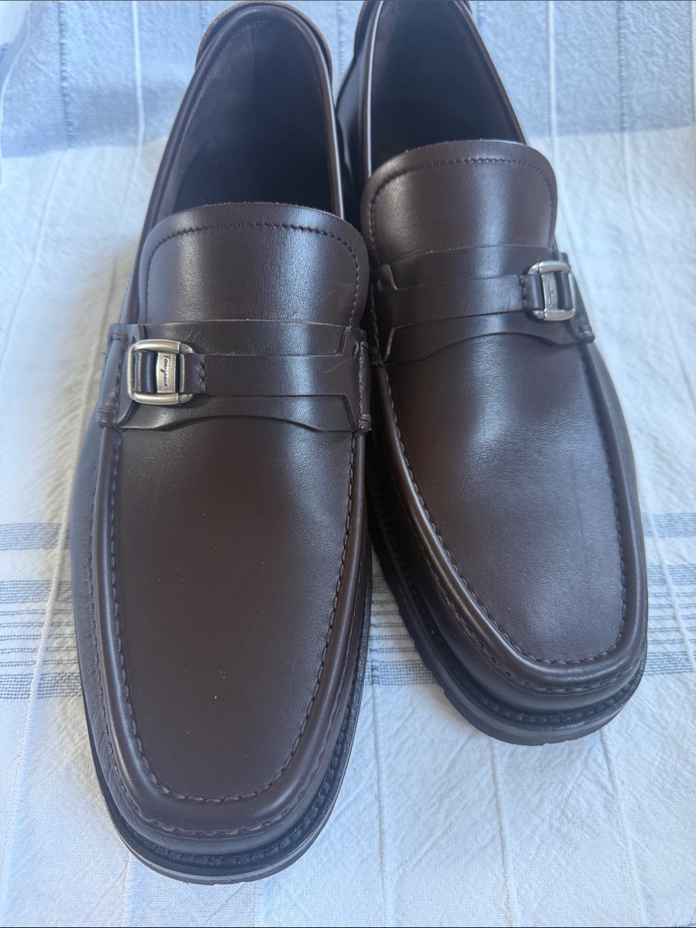 Salvatore Ferragamo Bit Loafers with Silver Hardware size 10.5 soft leather